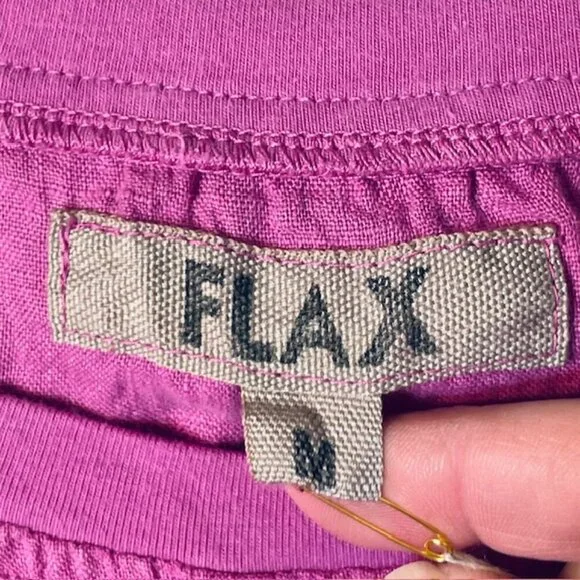 Flax 100% Linen Tee Top Tunic Dress Pockets Peony Pink NWT NEW Medium - Picture 7 of 9